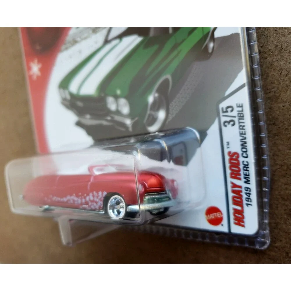 VTG 2005 Hot Wheels 1949 MERC CONVERTIBLE RED Holiday Rods 3/5 1:64 Chrome RRMAG